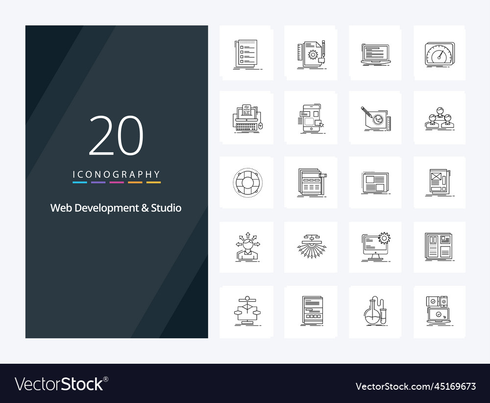 20 web development and studio outline icon