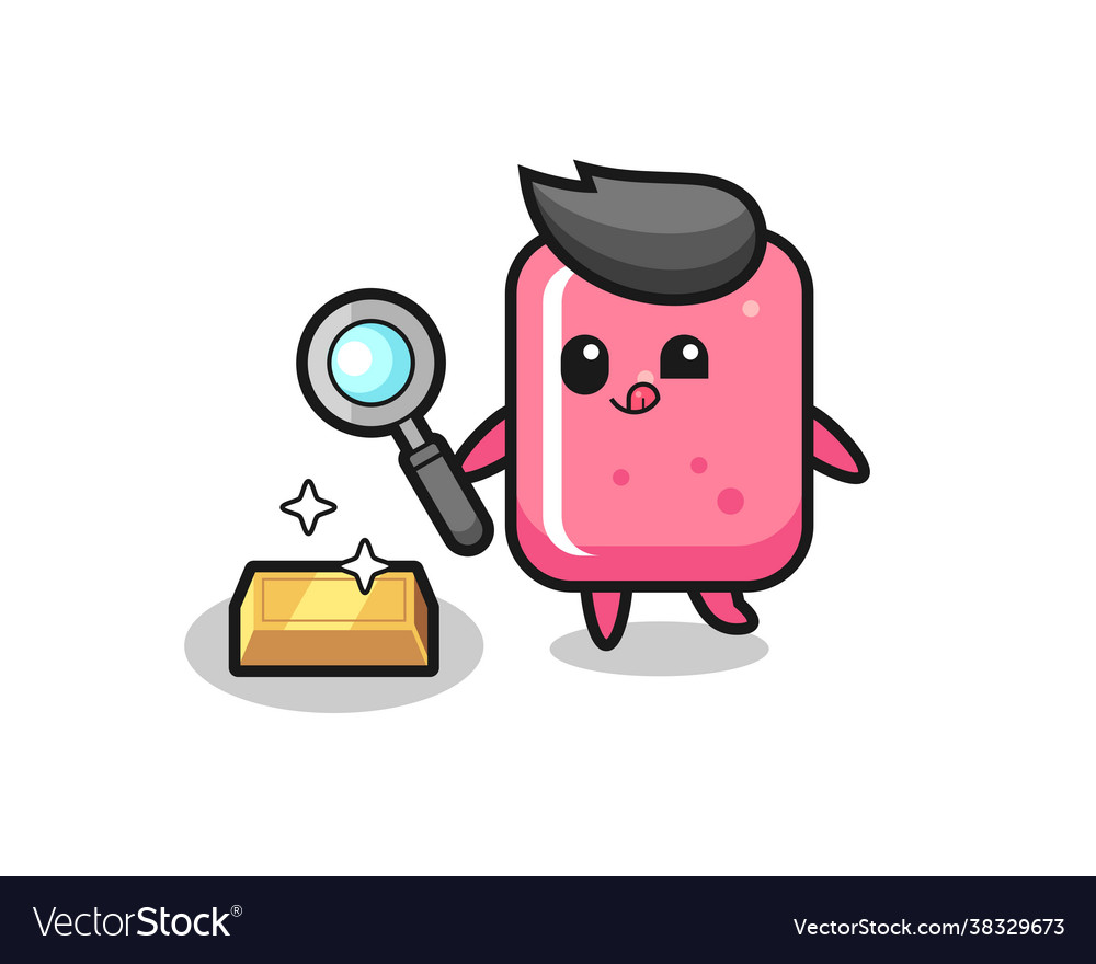 Bubble gum character is checking authenticity