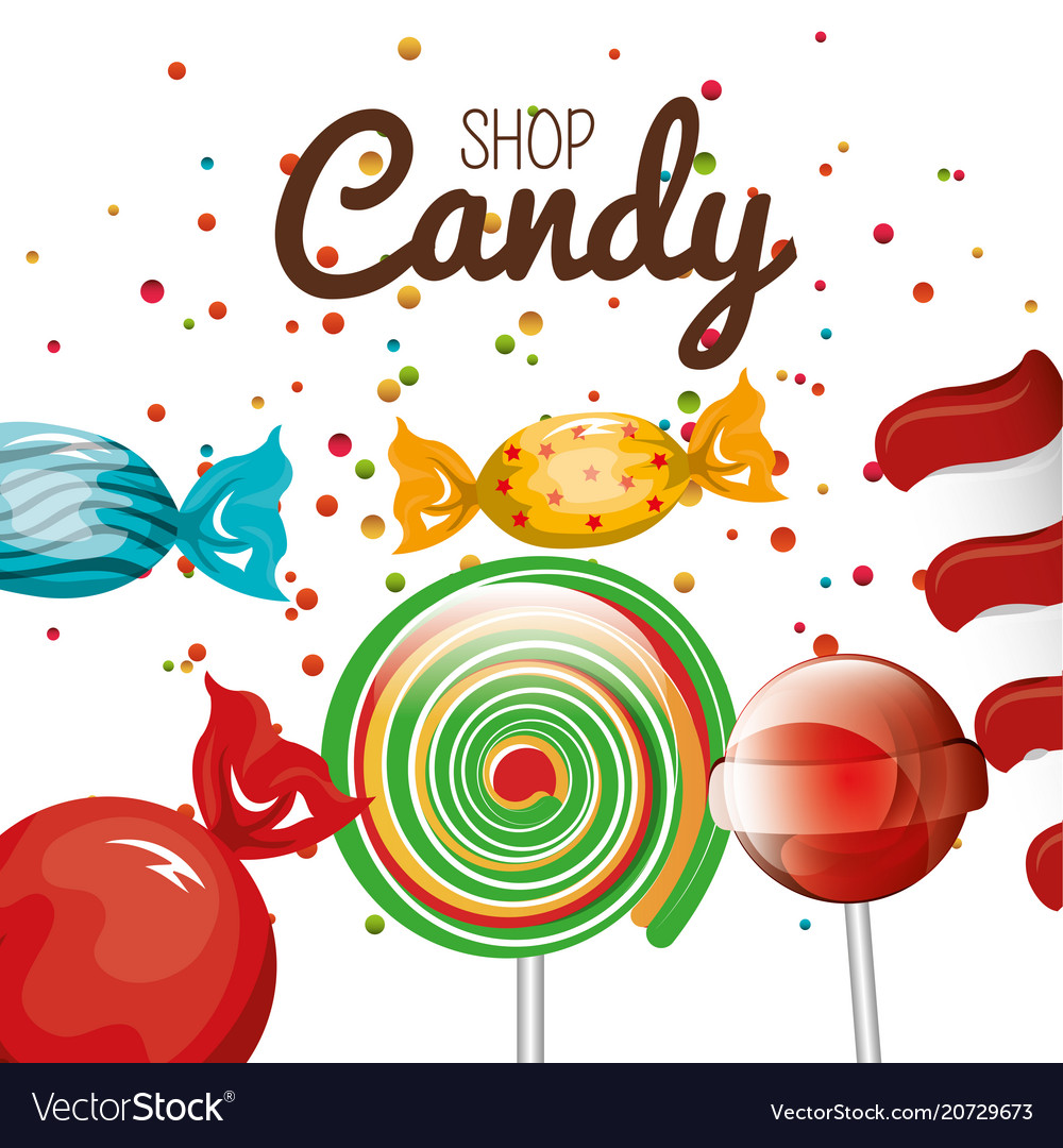 Candy shop and lollipop spiral graphic