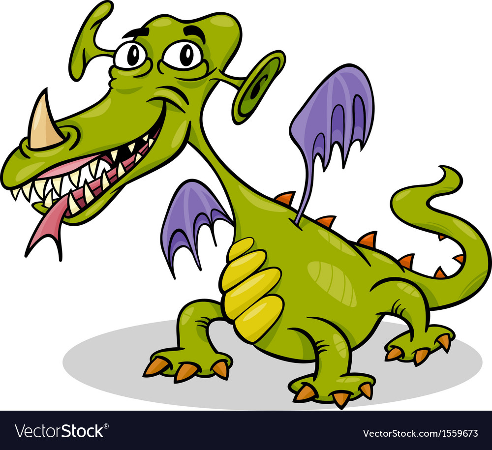 Cartoon funny monster or dragon Royalty Free Vector Image