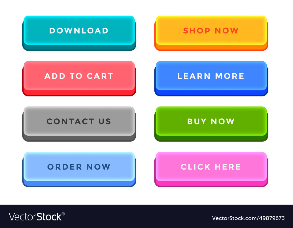 Collection of 3d style colorful app button icon Vector Image