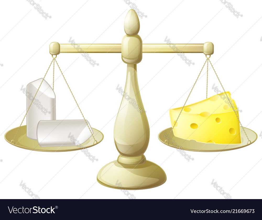 Comparing chalk and cheese scales Royalty Free Vector Image