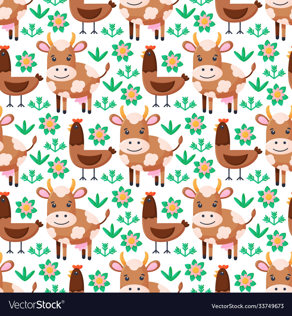 Farm animals seamless pattern