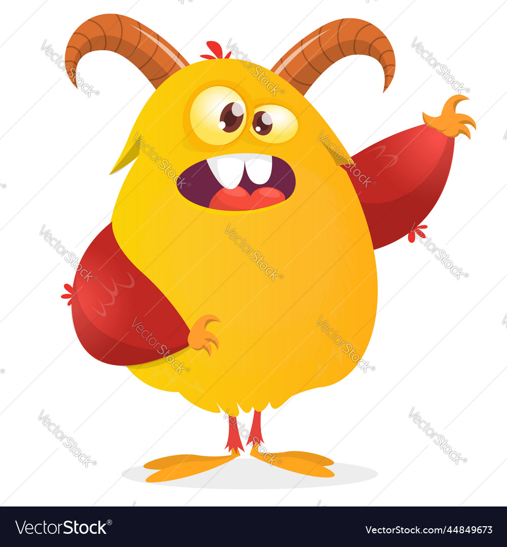 Funny cartoon furry monster character of cute Vector Image