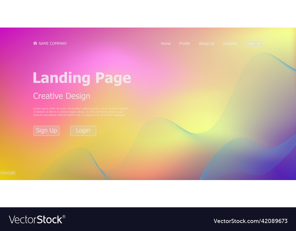 Gradient colorful web template landing page