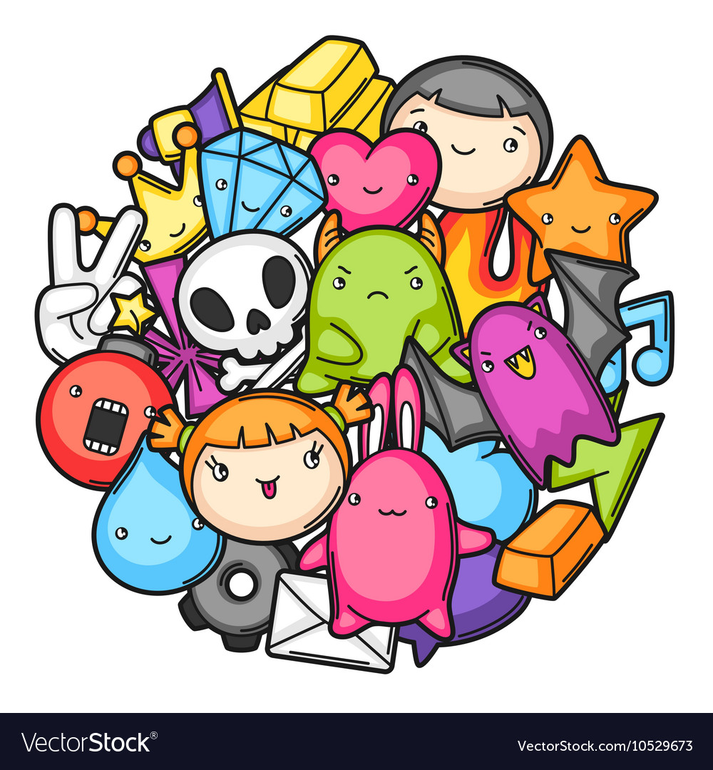 Kawaii Gaming Hintergrund - Süße Charaktere