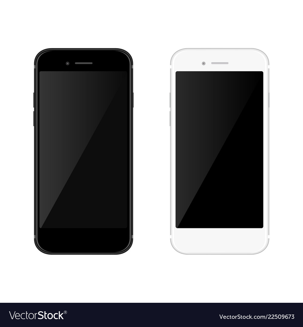Realistisches Schwarz-Weiß-Mobiltelefon-Smartphone Vector Image Realistisches Schwarz-Weiß-Mobiltelefon-Smartphone