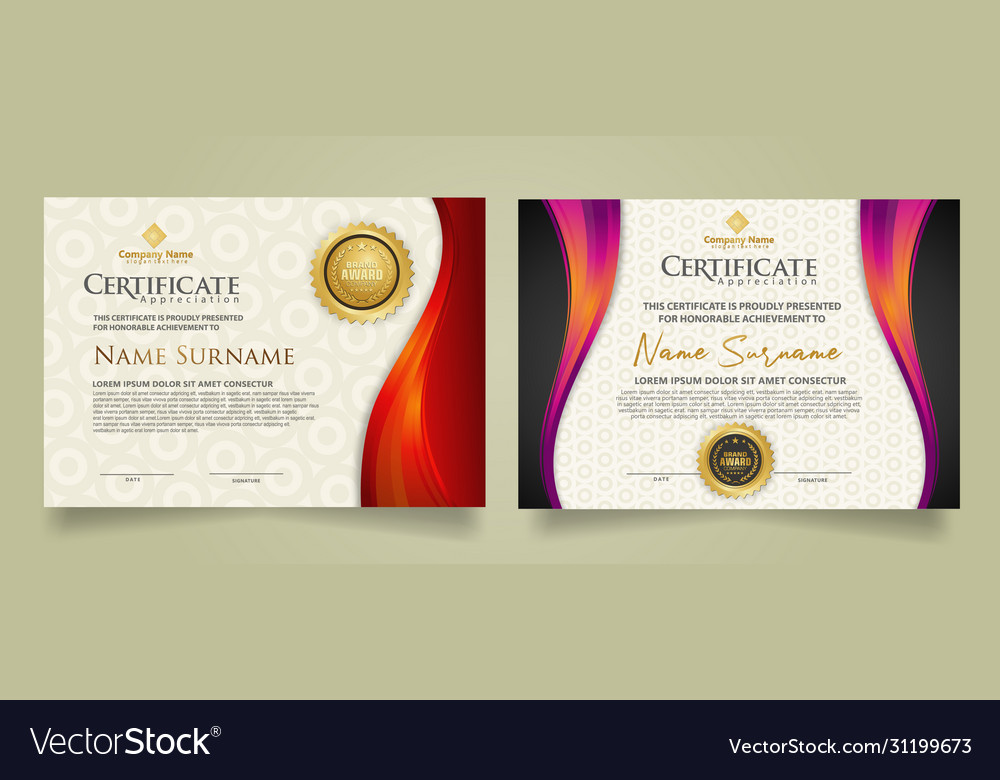 Set modern certificate template with flow lines vector image Set modern certificate template with flow lines