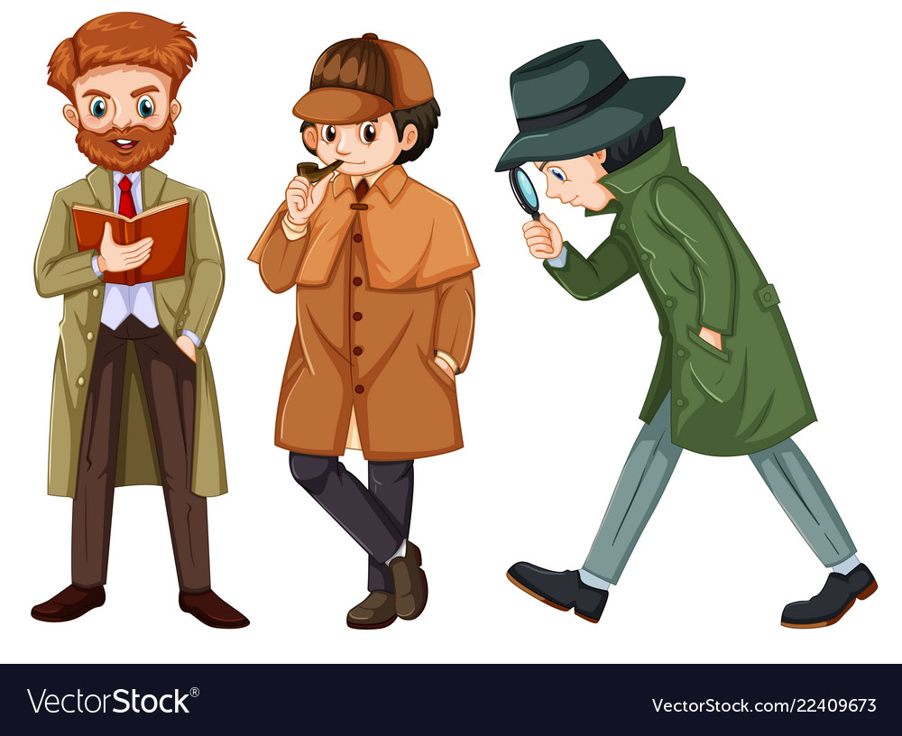 set-of-detective-character-royalty-free-vector-image