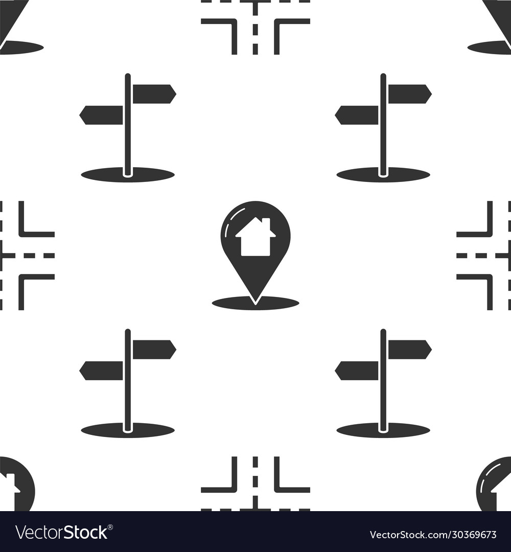 Set road traffic sign map pointer with house vector image Set road traffic sign map pointer with house