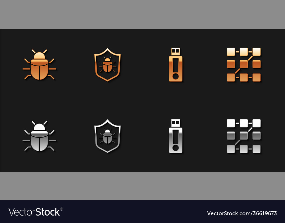Set system bug usb flash drive and graphic vector image Set system bug usb flash drive and graphic