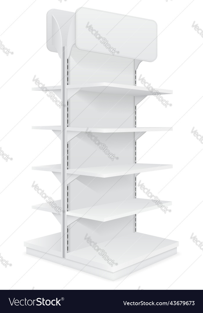 Shelving rack for store trading with a sign Vector Image