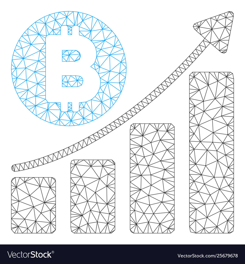 Bitcoin bar chart trend mesh network model vector image Bitcoin bar chart trend mesh network model