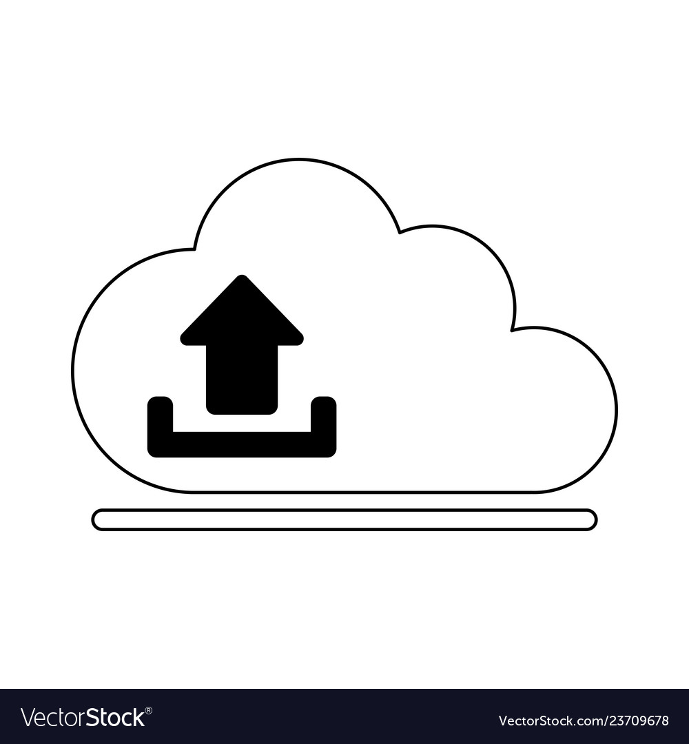 Cloud computing upload black and white
