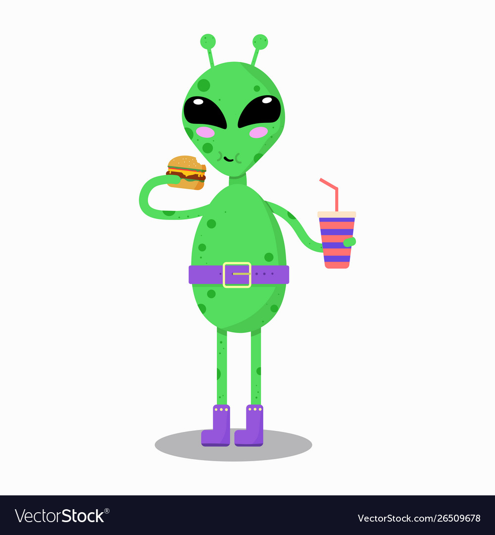 Cute alien white background Royalty Free Vector Image