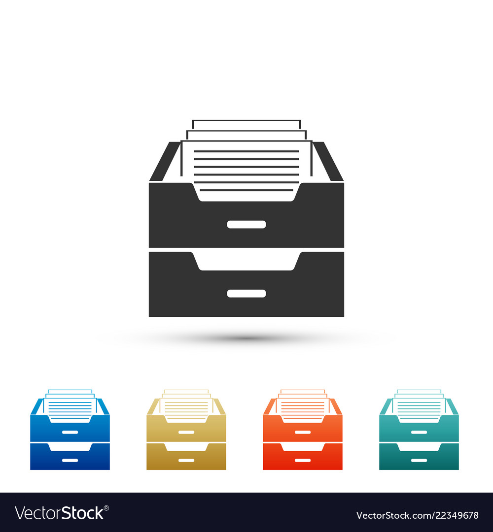 Drawer with documents icon archive papers vector image Drawer with documents icon archive papers