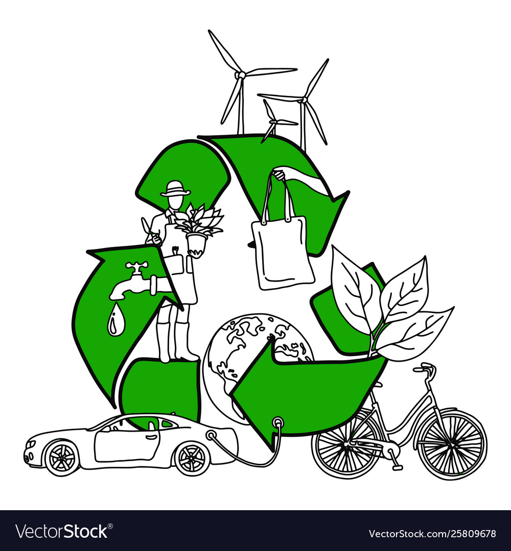 Ecology design concept with green recycle symbol