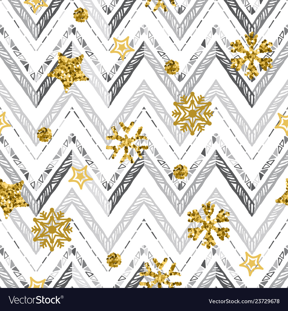 Golden Zigzag Snowflake Pattern