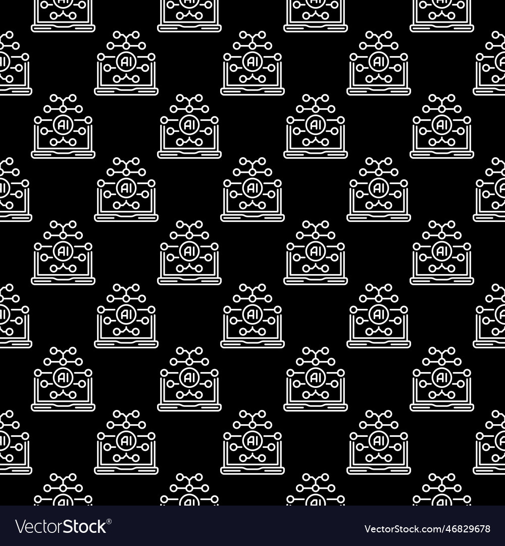 Laptop computer with ai brain artificial vector image Laptop computer with ai brain artificial