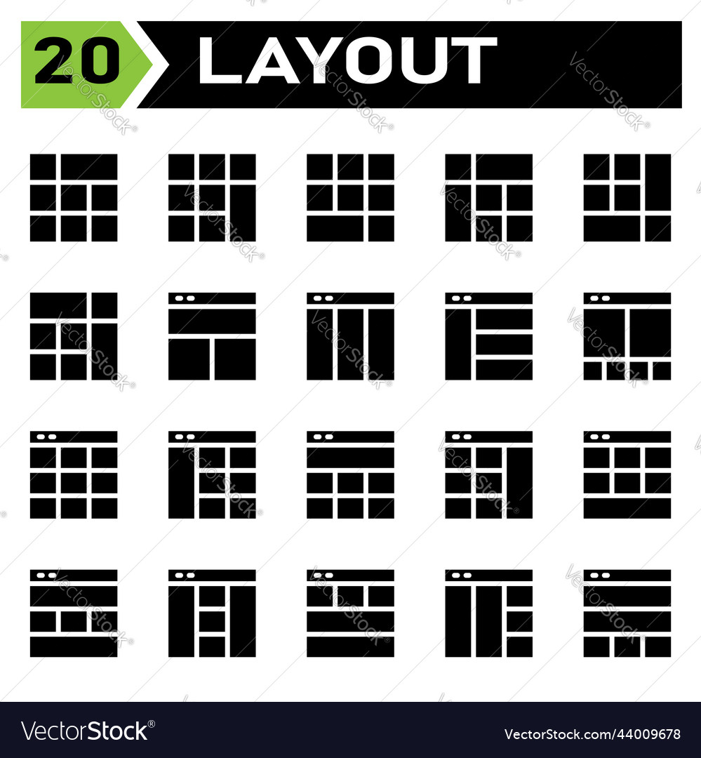 Layout icon set include grid dashboard vector image Layout icon set include grid dashboard