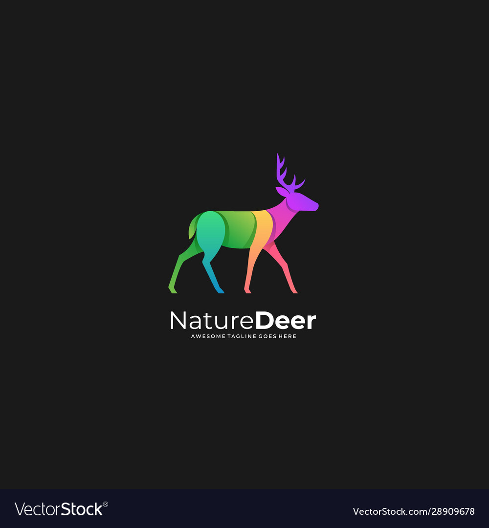 Logo nature deer gradient colorful Royalty Free Vector Image