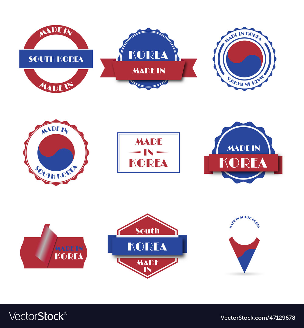 Made in south korea label set Royalty Free Vector Image