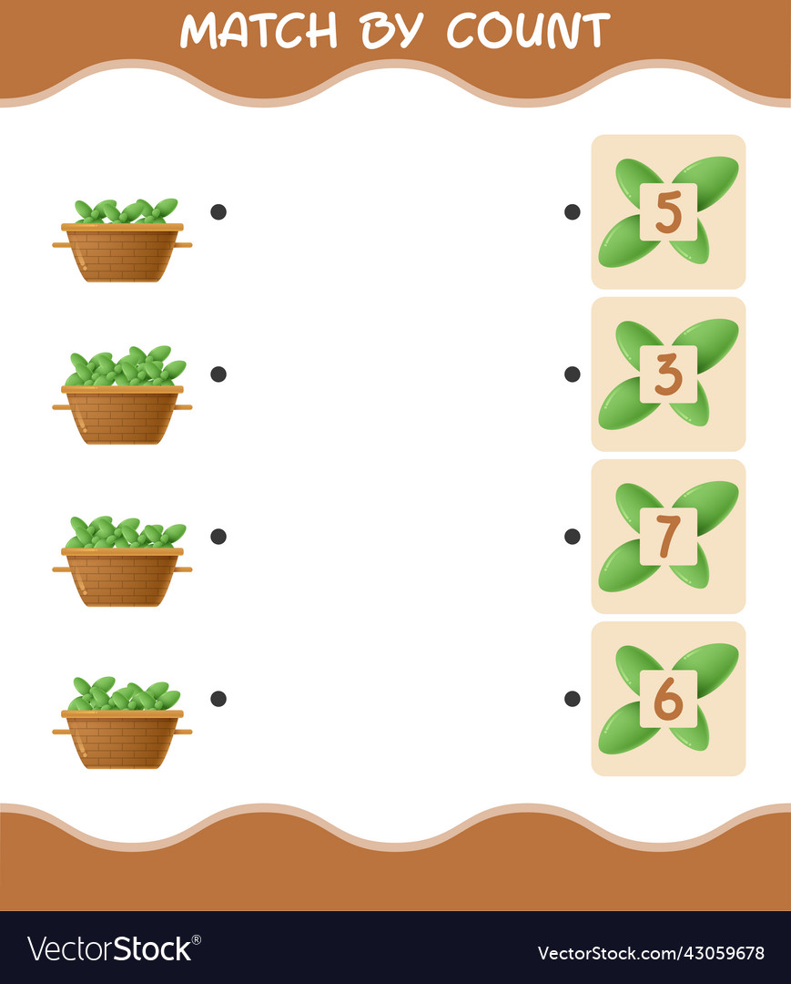 Match by count of cartoon mint leaf vector image Match by count of cartoon mint leaf