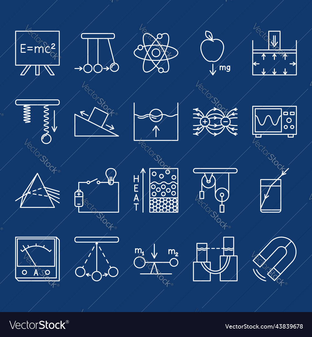 Physics icon set in thin line style Royalty Free Vector