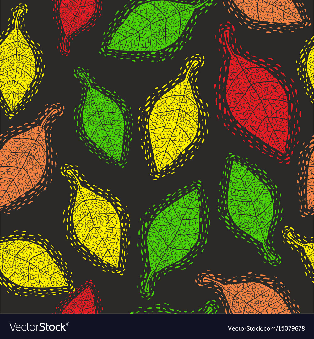 Seamless pattern with decorative autumn leaves