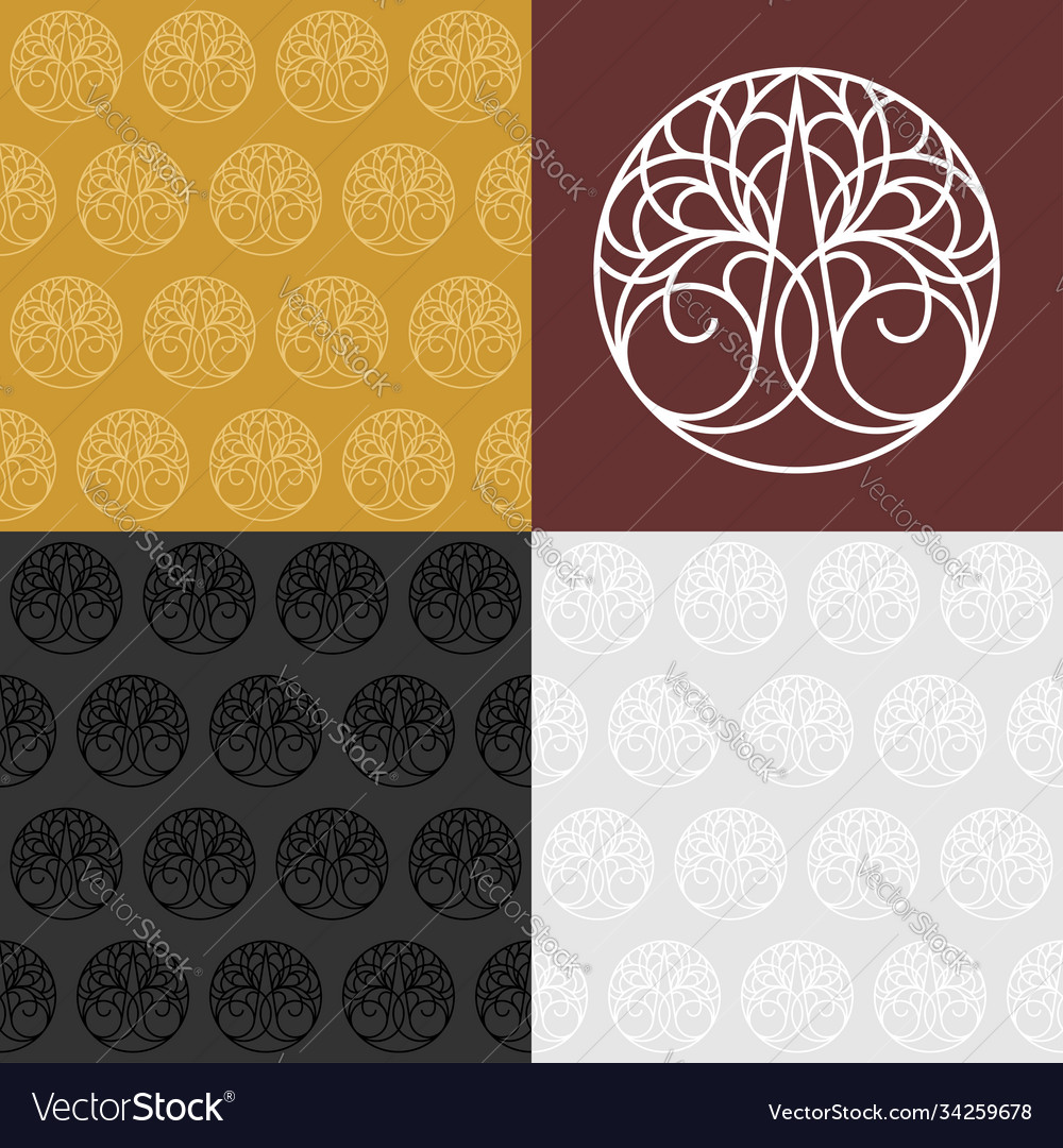 Seamless patterns with decorative tree