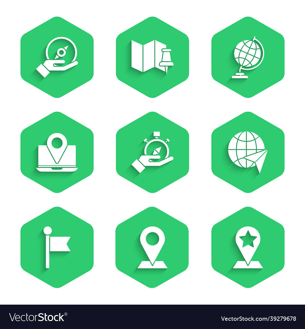 Set compass location map pointer with star vector image Set compass location map pointer with star