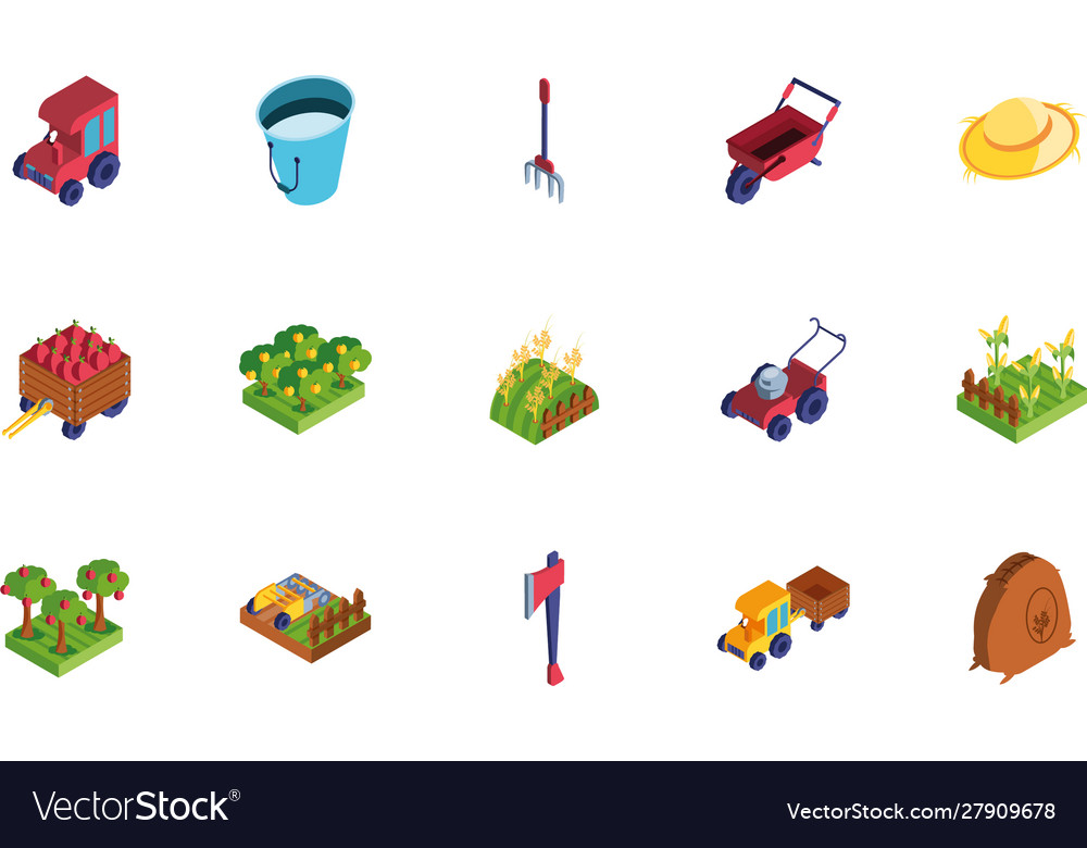 Set icons farm on white background