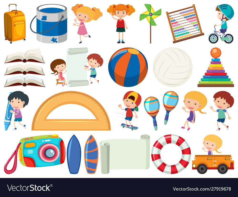Set isolated objects theme stationery vector image Set isolated objects theme stationery