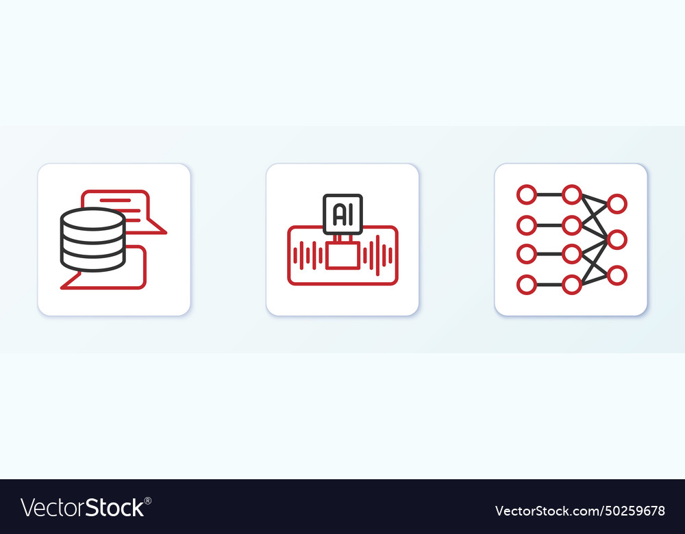 Set line neural network server data Vector Image Set line neural network server data