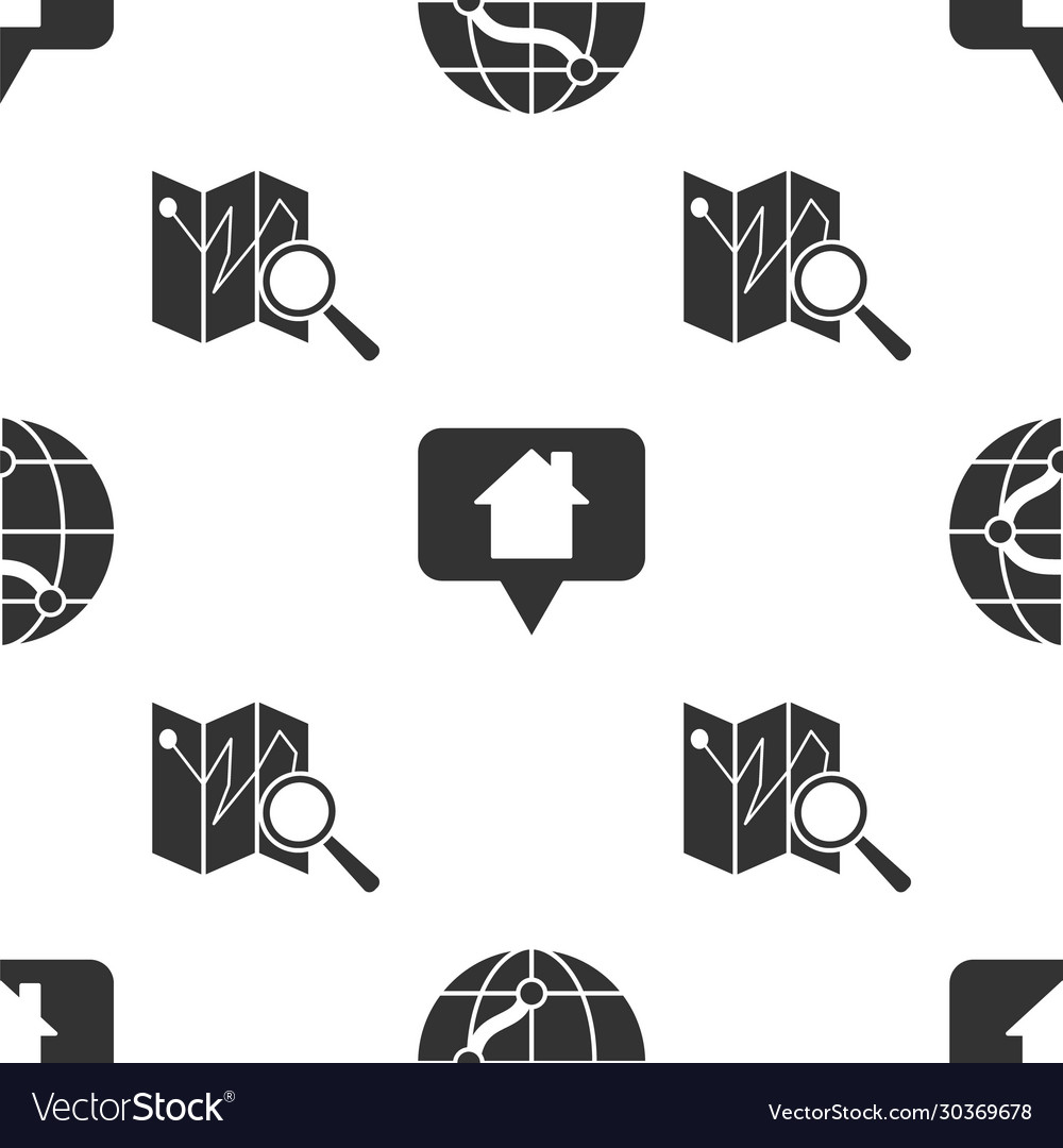 Set location on globe map pointer with house vector image Set location on globe map pointer with house