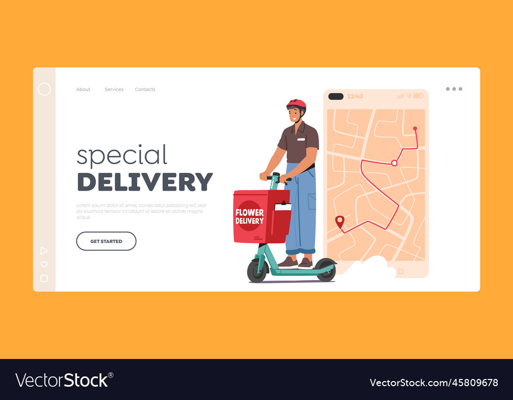 Special delivery landing page template Royalty Free Vector