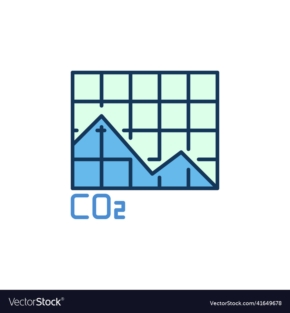 Tisch mit co2 Linie Diagramm farbige Ikone