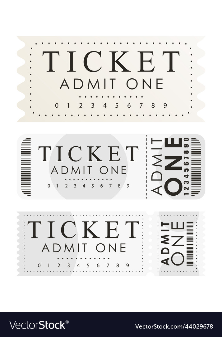 Ticket set pass card design isolated vector image Ticket set pass card design isolated