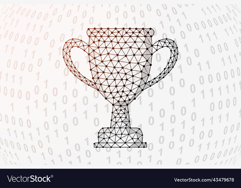 Trophy cup 3d low poly symbol with binary code Vector Image Trophy cup 3d low poly symbol with binary code