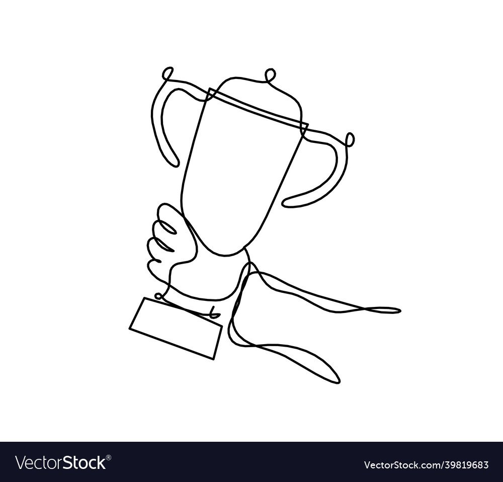 Abstract cup with hand as continuous lines