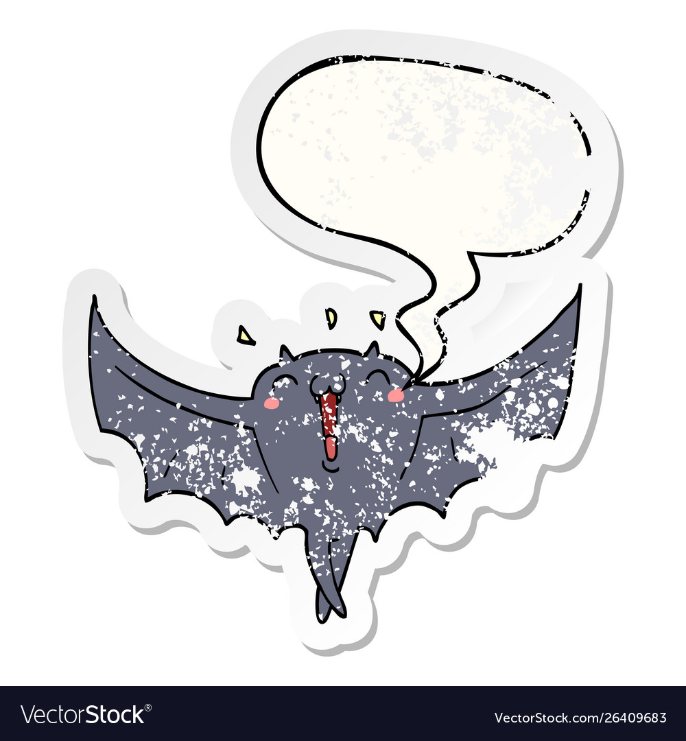 Cartoon happy vampire bat and speech bubble