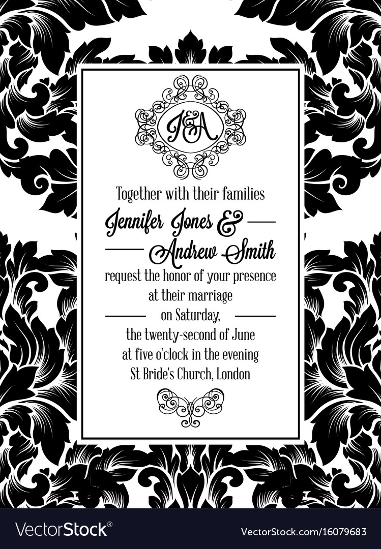 Damask victorian brocade pattern invitation Vector Image