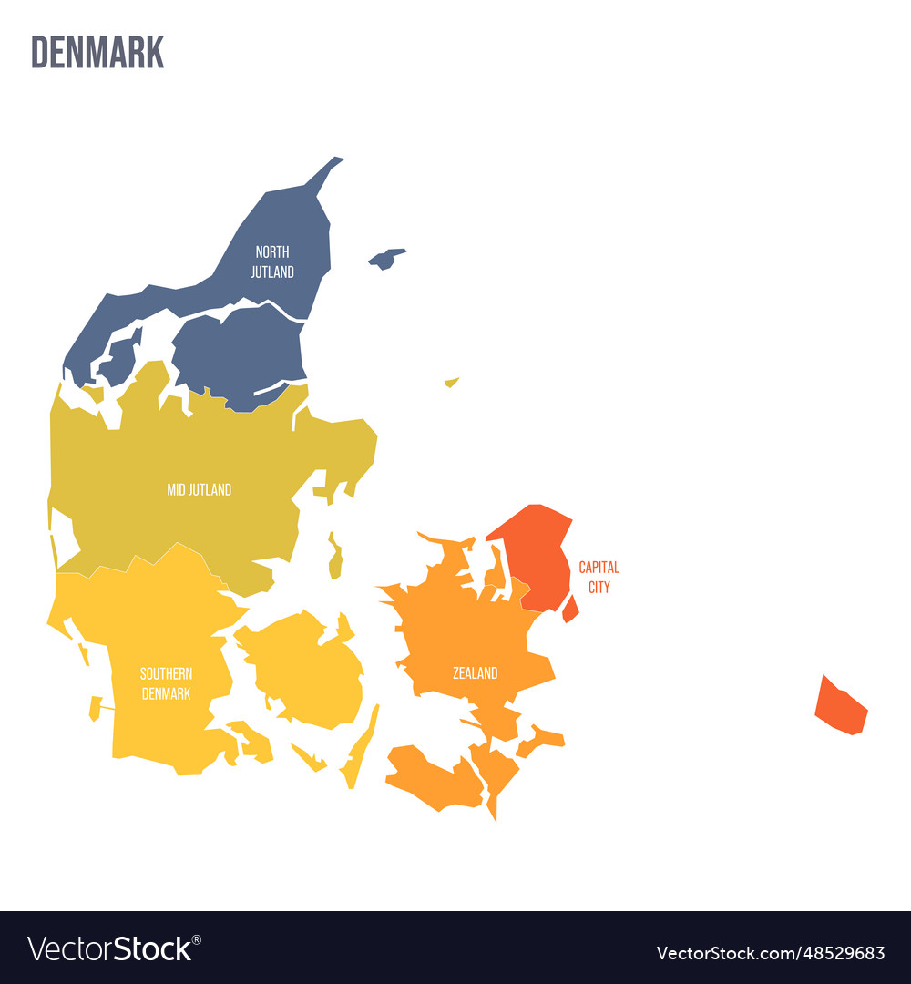 Denmark political map of administrative divisions