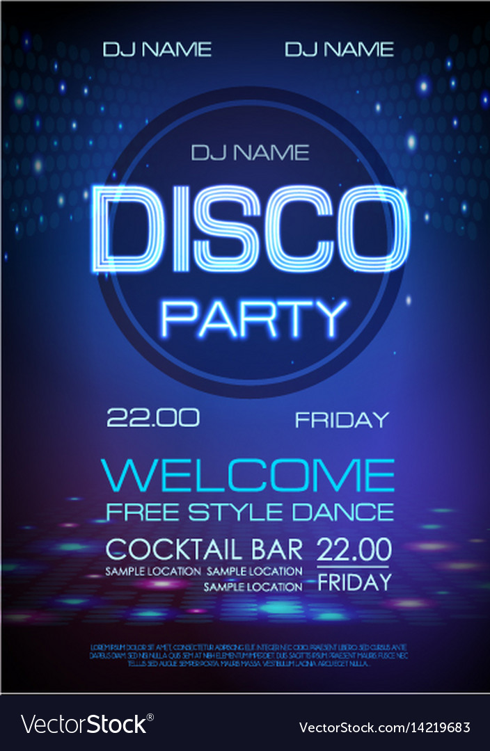 Disco ball background neon sign party Royalty Free Vector