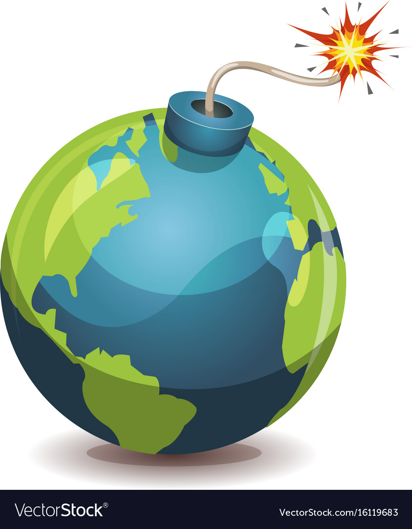 Earth planet warning bomb Royalty Free Vector Image