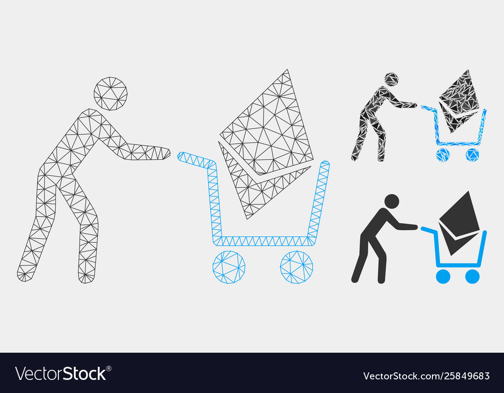 Ethereum shopping cart mesh network model vector image Ethereum shopping cart mesh network model