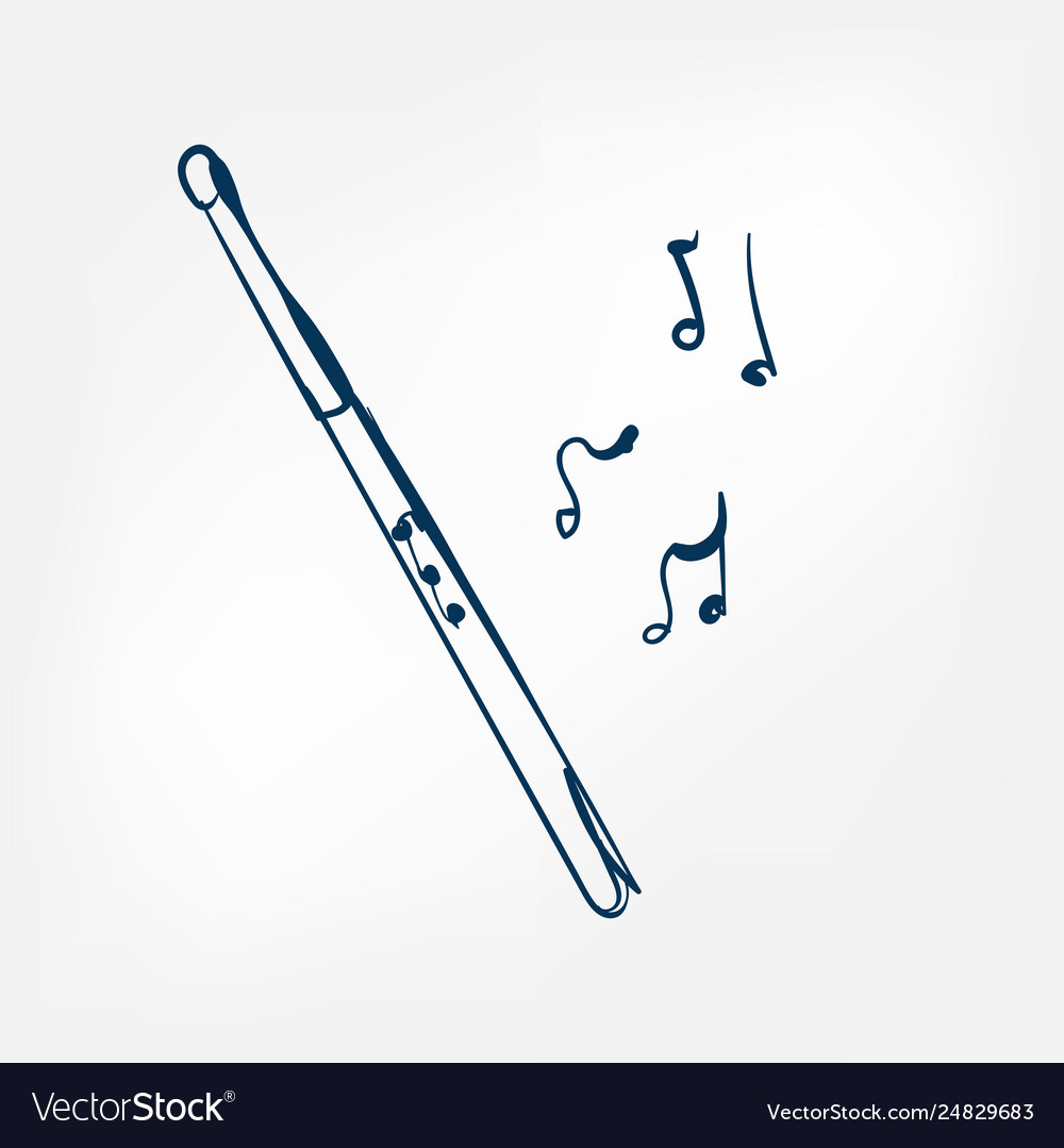 Flute sketch isolated design element Royalty Free Vector