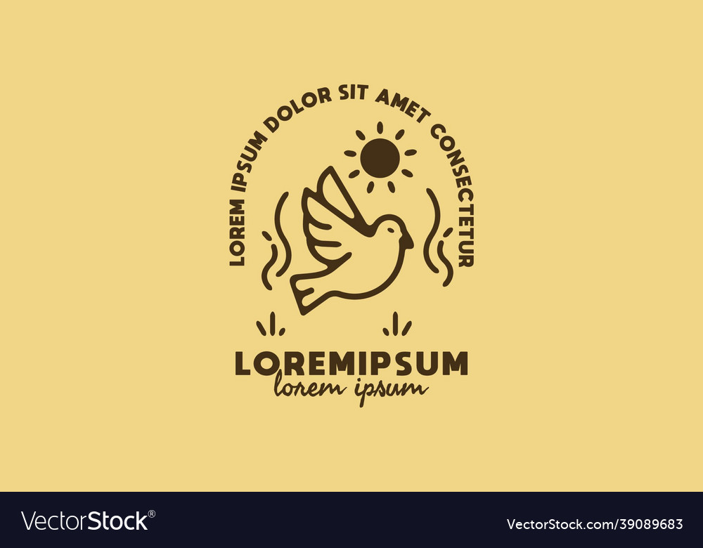 Flying bird line art with lorem ipsum text
