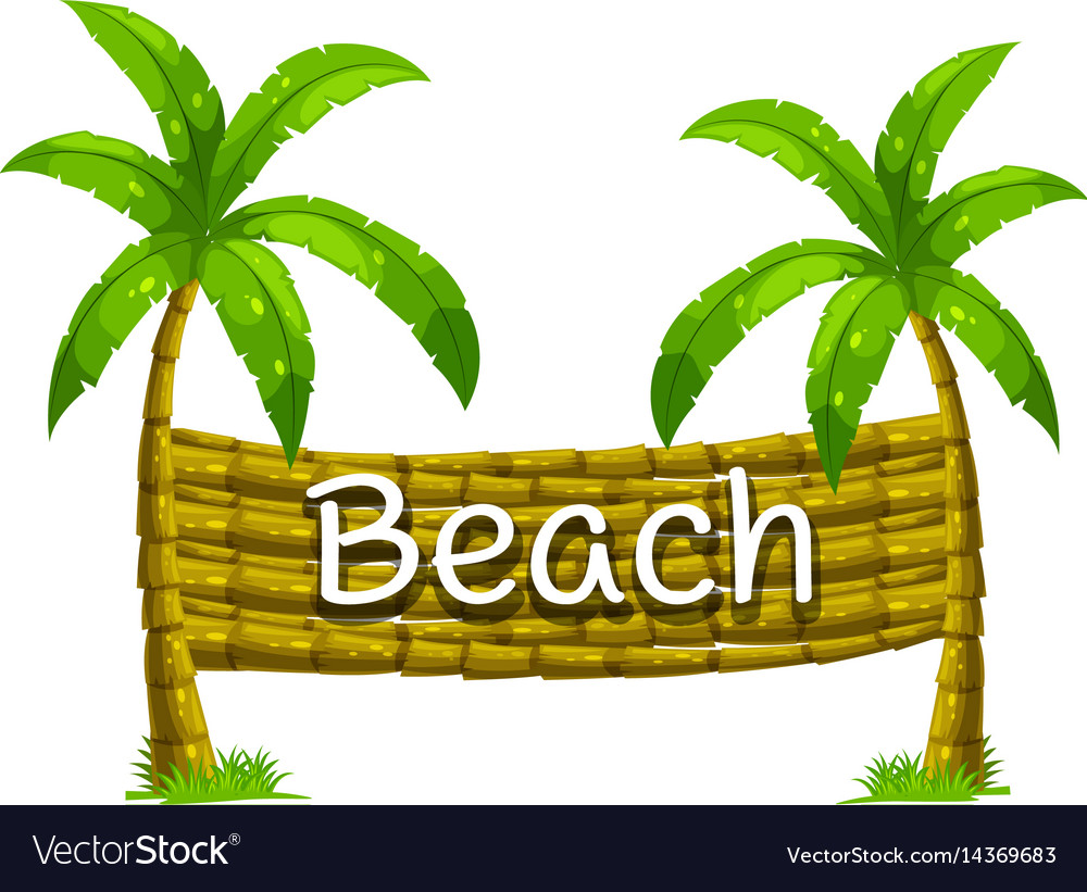 Font design for beach on coconut tree Royalty Free Vector