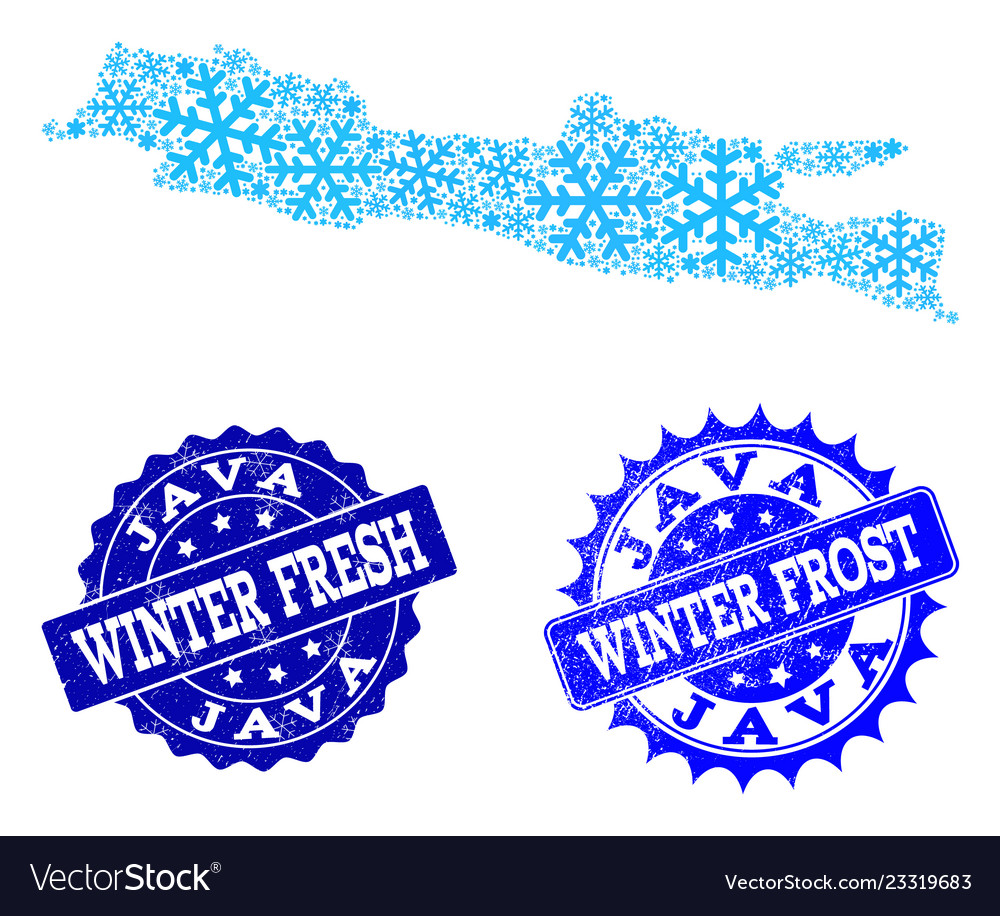 Frost map of java island and winter fresh vector image Frost map of java island and winter fresh